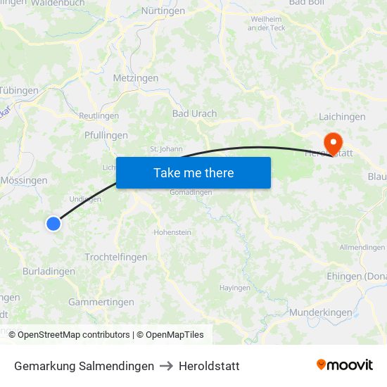 Gemarkung Salmendingen to Heroldstatt map