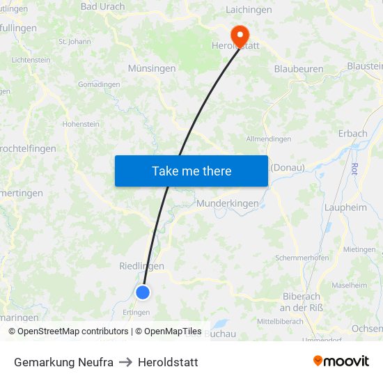 Gemarkung Neufra to Heroldstatt map