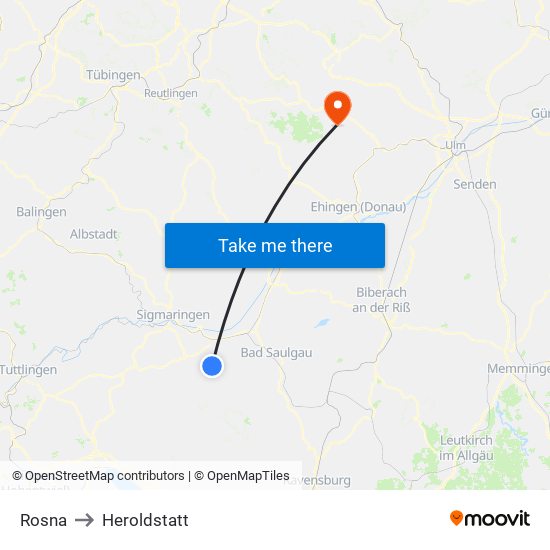 Rosna to Heroldstatt map