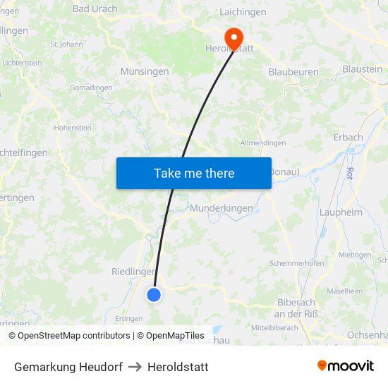 Gemarkung Heudorf to Heroldstatt map