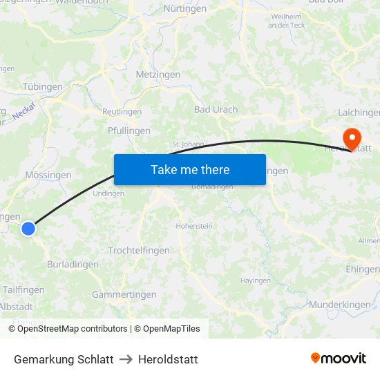 Gemarkung Schlatt to Heroldstatt map
