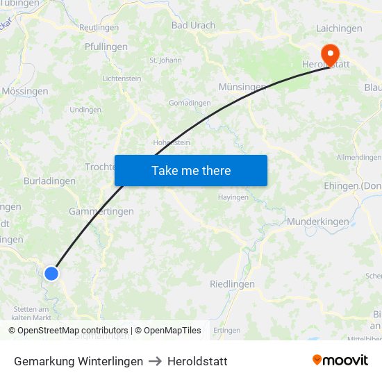 Gemarkung Winterlingen to Heroldstatt map