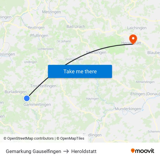 Gemarkung Gauselfingen to Heroldstatt map