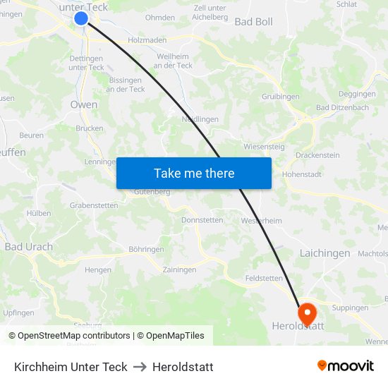 Kirchheim Unter Teck to Heroldstatt map