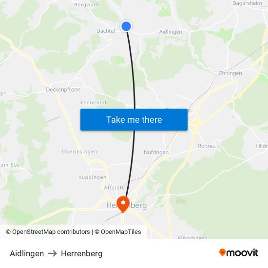 Aidlingen to Herrenberg map