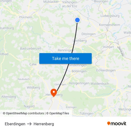 Eberdingen to Herrenberg map