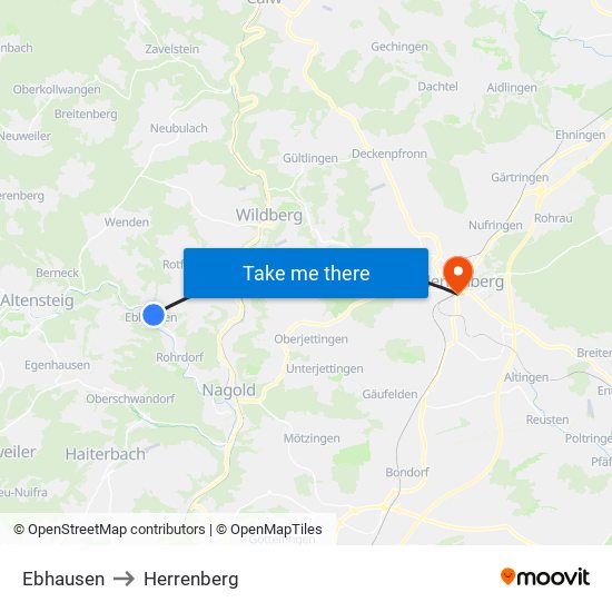 Ebhausen to Herrenberg map
