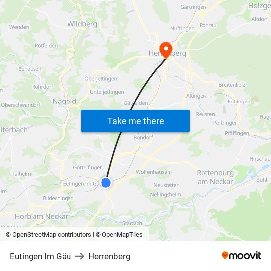 Eutingen Im Gäu to Herrenberg map