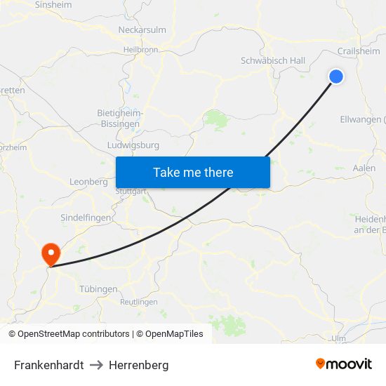 Frankenhardt to Herrenberg map