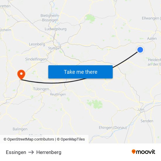 Essingen to Herrenberg map