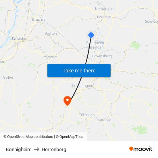 Bönnigheim to Herrenberg map