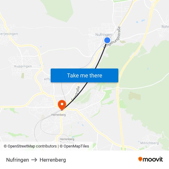 Nufringen to Herrenberg map