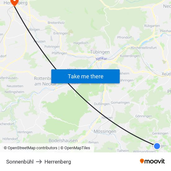 Sonnenbühl to Herrenberg map