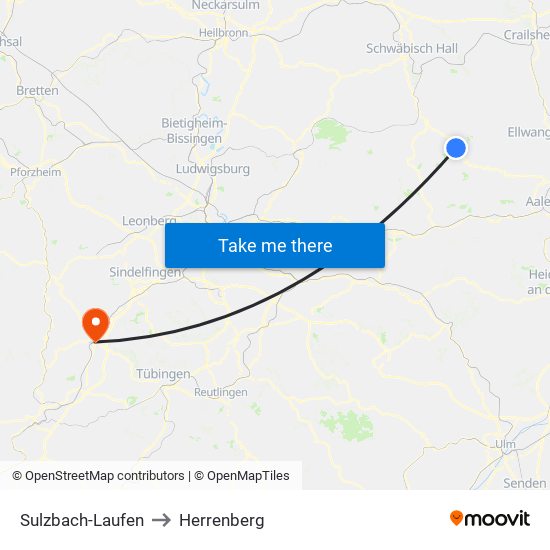 Sulzbach-Laufen to Herrenberg map