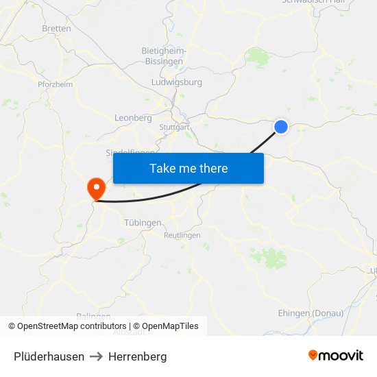 Plüderhausen to Herrenberg map