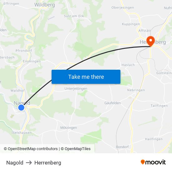 Nagold to Herrenberg map