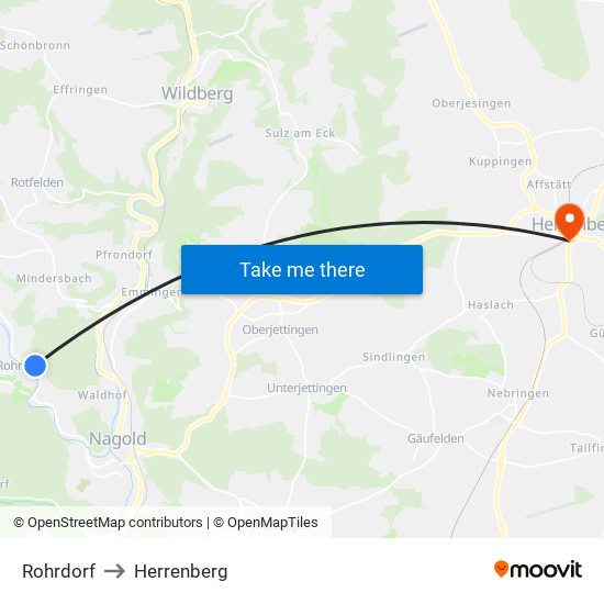 Rohrdorf to Herrenberg map