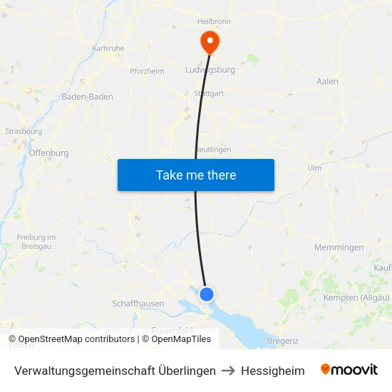 Verwaltungsgemeinschaft Überlingen to Hessigheim map