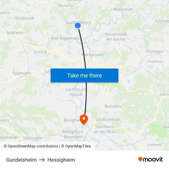 Gundelsheim to Hessigheim map