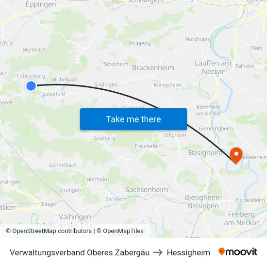Verwaltungsverband Oberes Zabergäu to Hessigheim map