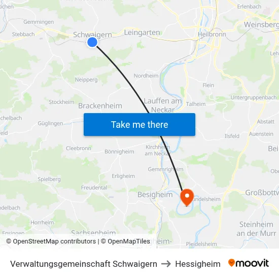 Verwaltungsgemeinschaft Schwaigern to Hessigheim map