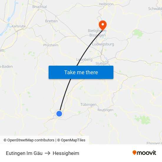 Eutingen Im Gäu to Hessigheim map