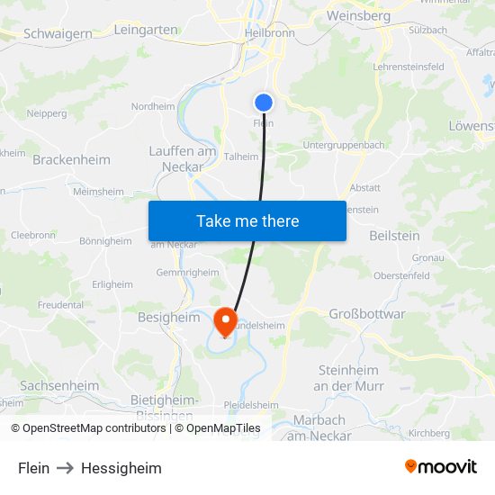 Flein to Hessigheim map