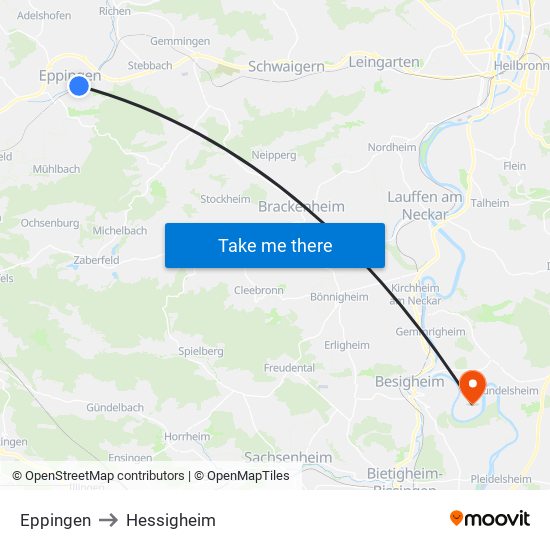 Eppingen to Hessigheim map
