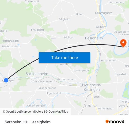 Sersheim to Hessigheim map