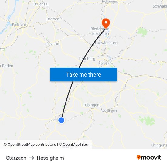 Starzach to Hessigheim map