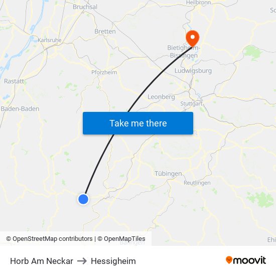 Horb Am Neckar to Hessigheim map