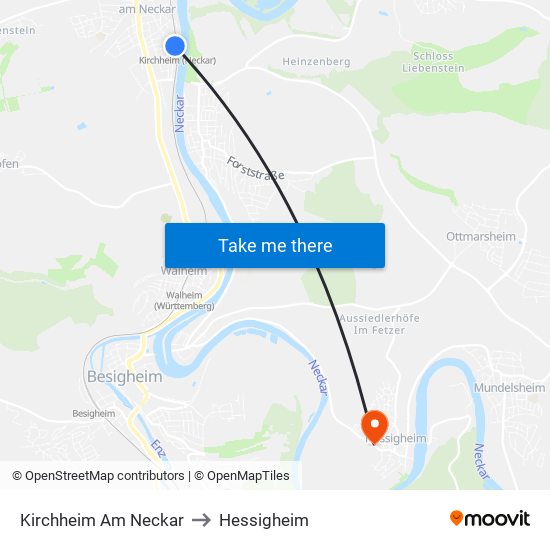 Kirchheim Am Neckar to Hessigheim map