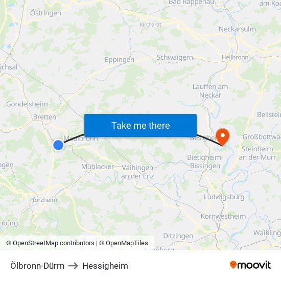 Ölbronn-Dürrn to Hessigheim map