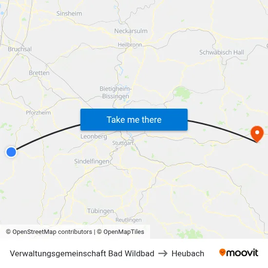 Verwaltungsgemeinschaft Bad Wildbad to Heubach map