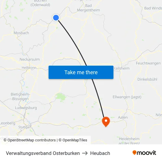 Verwaltungsverband Osterburken to Heubach map