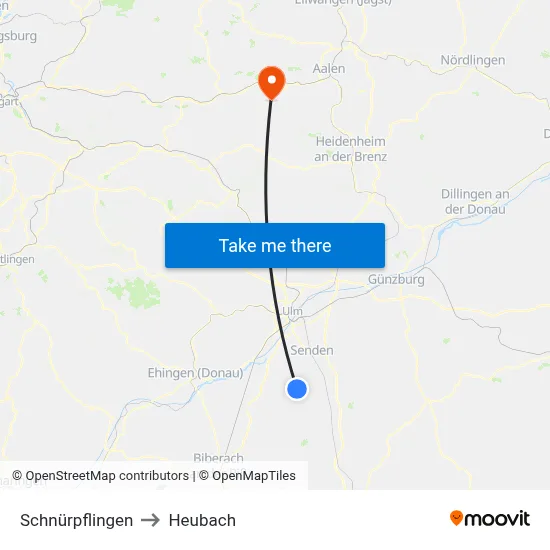 Schnürpflingen to Heubach map