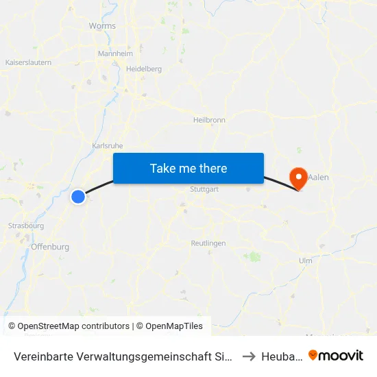 Vereinbarte Verwaltungsgemeinschaft Sinzheim to Heubach map