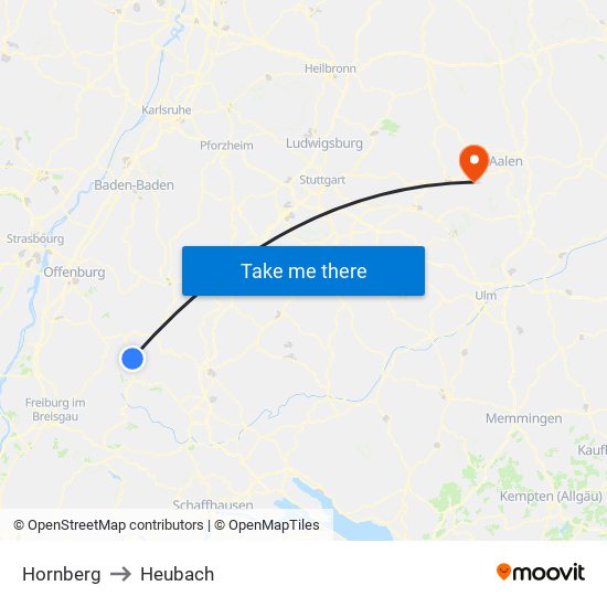 Hornberg to Heubach map