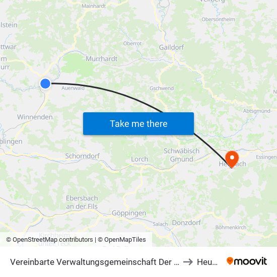 Vereinbarte Verwaltungsgemeinschaft Der Stadt Backnang to Heubach map