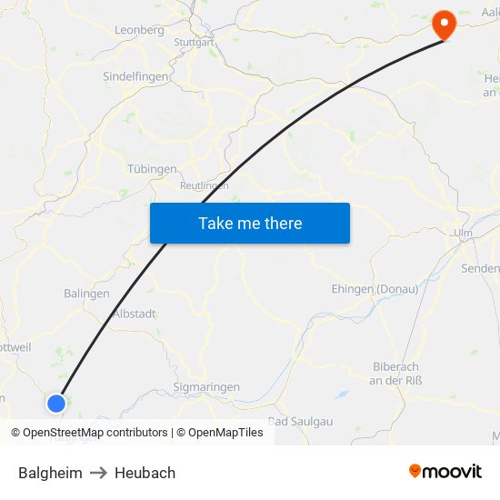 Balgheim to Heubach map