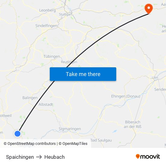 Spaichingen to Heubach map