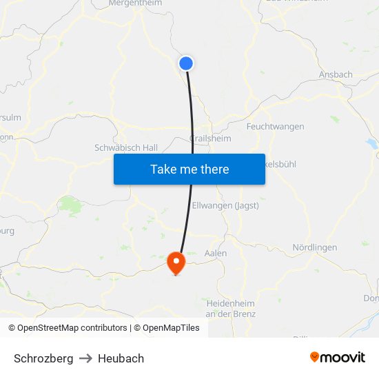 Schrozberg to Heubach map