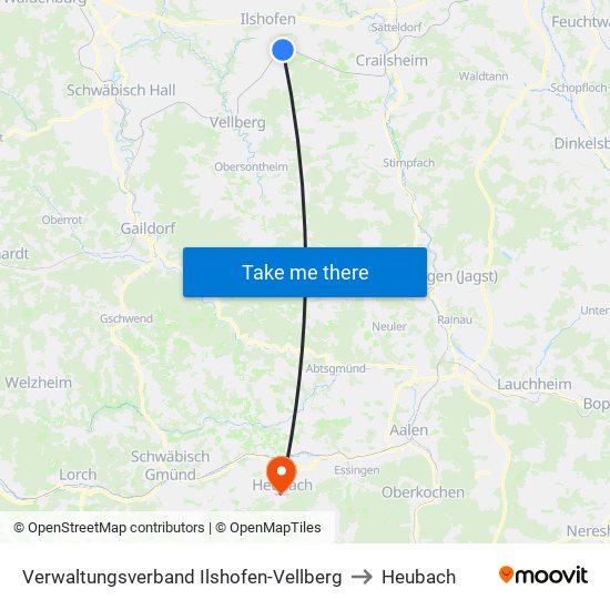 Verwaltungsverband Ilshofen-Vellberg to Heubach map