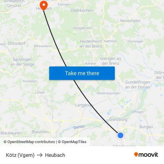 Kötz (Vgem) to Heubach map