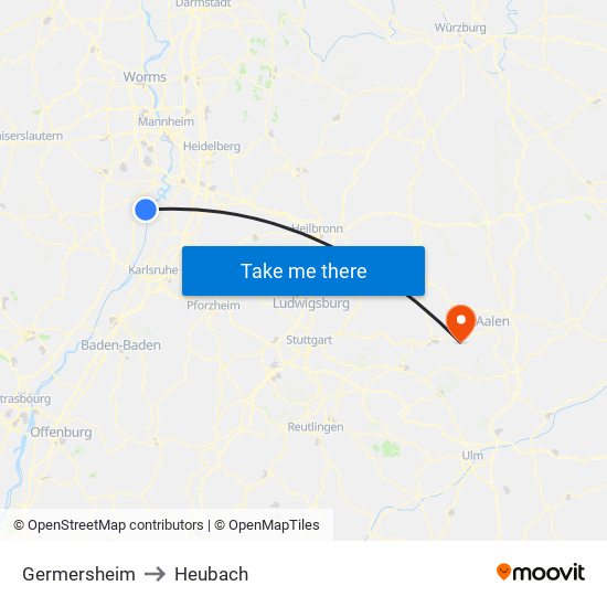 Germersheim to Heubach map