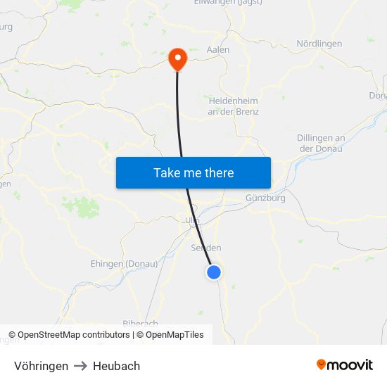 Vöhringen to Heubach map