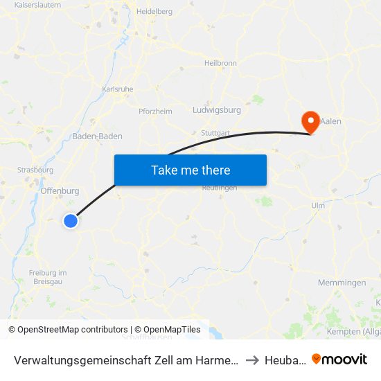 Verwaltungsgemeinschaft Zell am Harmersbach to Heubach map