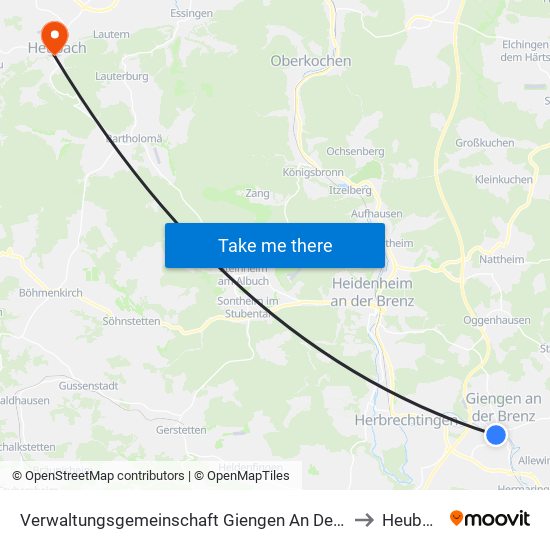 Verwaltungsgemeinschaft Giengen An Der Brenz to Heubach map