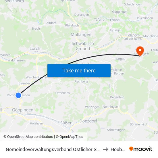 Gemeindeverwaltungsverband Östlicher Schurwald to Heubach map