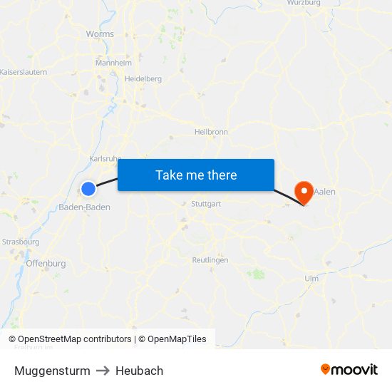 Muggensturm to Heubach map